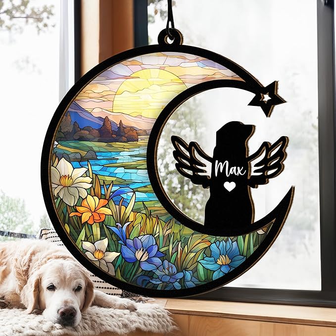 Chillever Bernese Mountain Dog Memorial Suncatcher – Custom Pet Loss Ornament, Sympathy Gift for Dog Lovers