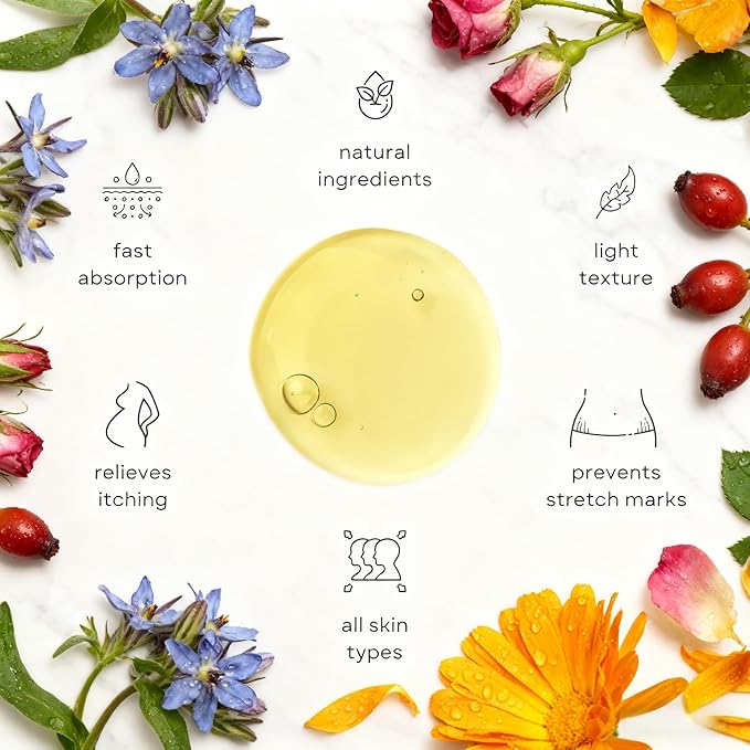 True Belly Serum - Organic Firming & Cellulite Appearance & Hydrating Belly Oil for Stretch Mark, Belly Oil For Pregnant Women, Promotes Skin Nourishment & Suppleness, 100ml (1PCS)