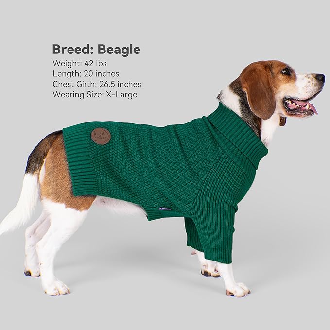cyeollo 4XL Dog Christmas Sweater,Pullover Turtleneck for Large Giant Dogs Classic Knitwear Fall Winter Cold Weather Dog Clothes Warm Pet Apparel Large Big Dogs Sweaters Male&Female, Green XXXXL