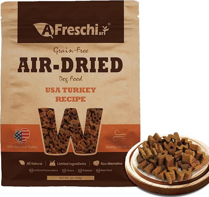 AFreschi Air-Dried Dog Food Turkey Recipe, All-Natural, Complete & Balanced, Single-Animal Protein, Grain-Free, High-Protein, Limited Ingredients, 1lb