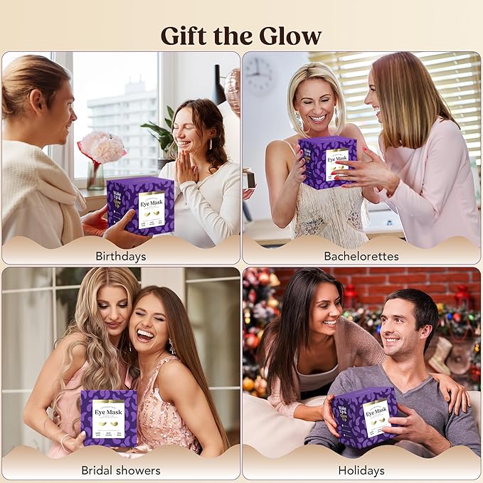 DERMORA Golden Glow Under Eye Patches | Rejuvenating Treatment | Dark Circles, Puffy Eyes, Refreshing, Revitalizing, Travel, Wrinkles | 50 Pairs Eye Gels
