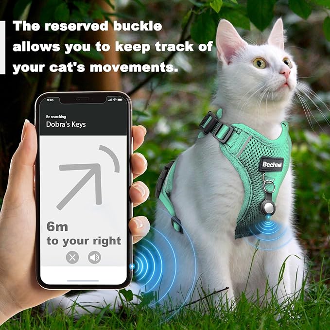 Kitten Harness and Leash Seat, The Upgrade Can be Adjusted in Four Directions and Breathable Cat Harness for Anti Escape That can be Fitted and Positioned, Reflective Strips Harness, Green,XXS