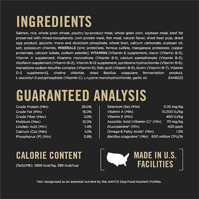 Purina Pro Plan Complete Essentials Shredded Blend Salmon and Rice Dog Food Dry Formula with Probiotics for Dogs - 15 lb. Bag