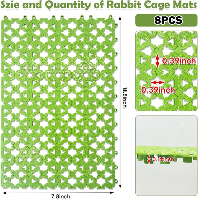 kathson 8PCS Rabbit Feet Pad Plastic Cage Mat Floor Mats Bunny Hole Leak Water Pads for Pet Cats Dogs Hamster Rat Chinchilla Guinea Pig and Other Small Animals
