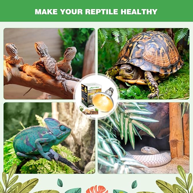 160W Reptile Heat Lamp Bulbs, Full Spectrum UVA/UVB Reptile Light Bulb and Basking Spot Light, UVB Light for Reptiles and Bearded Dragon, Turtle, Lizard, Snake, Amphibians
