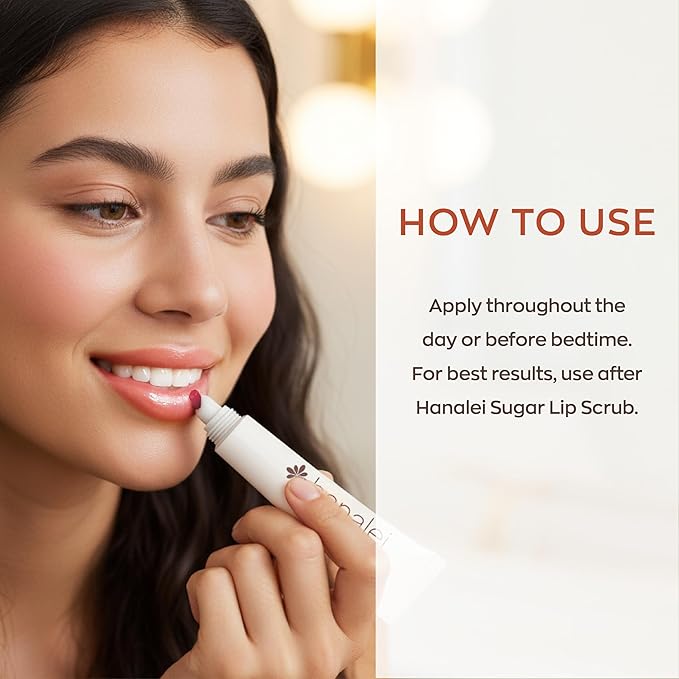 Hanalei Lip Treatment for Dry, Chapped Lips – Intensive Overnight Moisturizer with Kukui Oil, Shea Butter & Grapeseed Oil – Hydrating Balm for Healing Cracks – Peach Pink Tint, 15g – Cruelty-Free