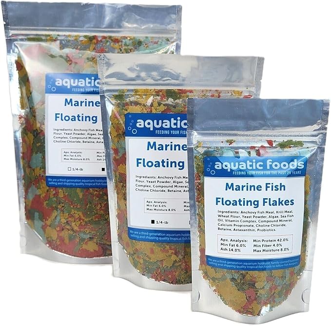 Aquatic Foods Inc. Marine Fish Flakes of Red & Green Algae, Seaweeds for Tangs, Butterflies, Angelfish, Anthias, Clown Fish, Damsels...WL…2-lbs Poly Bag