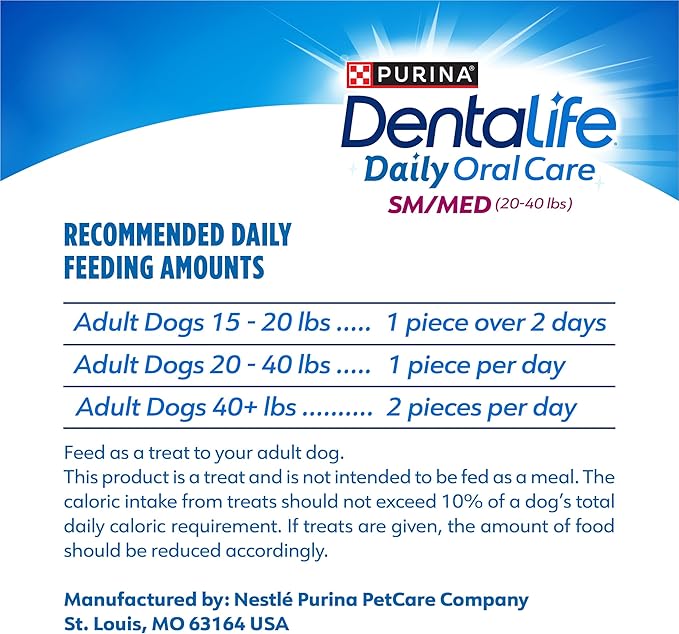 DentaLife Daily Oral Care Dog Treats for Small and Medium Dogs, Chewy Dental Treat to Freshen Breath and Fight Tartar, Chicken Flavor, 35.7 oz. each, 47 Chews each/94 Total Chews - 47 ct. Pouch