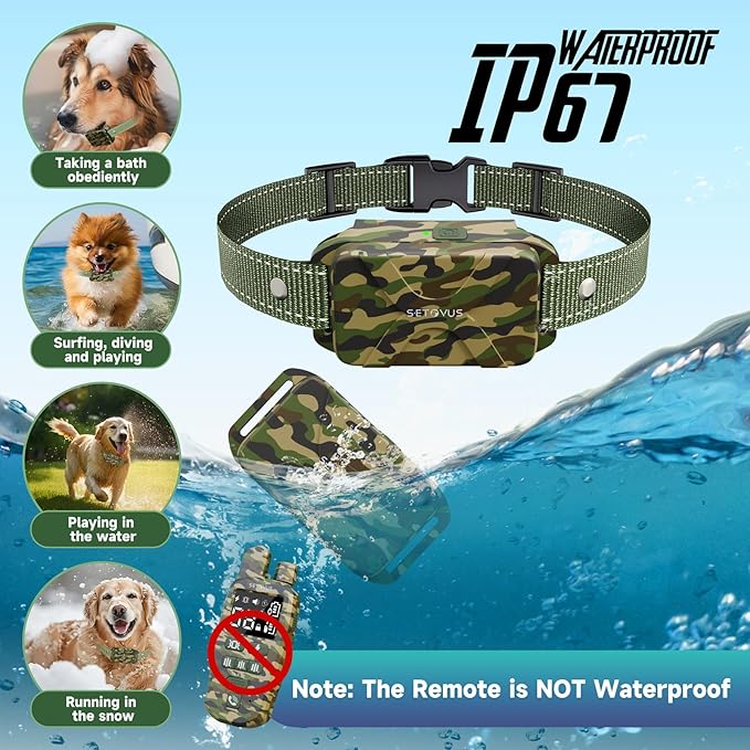 Shock Collar for Dogs, Dog Training Collar, 4500 FT Bark Collar Rechargeable Electric Collar with Recording & Calling & Vibration & Shock for All Breeds (Camouflage)