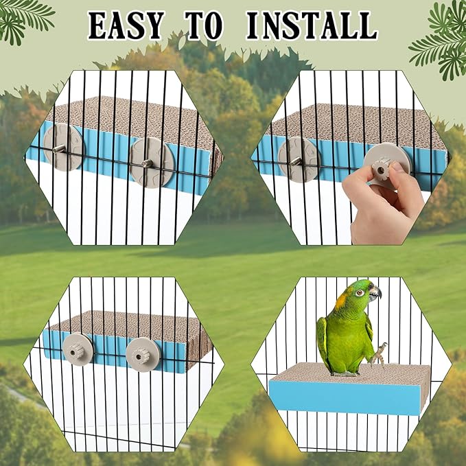 Skyygemm 2 Pieces Bird Chew Toy Parrot Cage Perch Cardboard Platform Bird Paw Grinding Stand Parrot Cage Playground for Macaws, Small Parakeets, Conures, Budgies, Finches Conure Cockatiel (Medium)