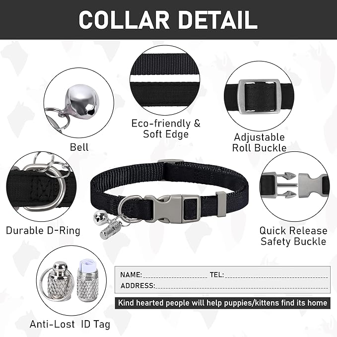 GAMUDA Small Dog Harness Collar and Leash Set, Step in No Chock No Pull Linen Fabric Soft Mesh Dog Vest Harnesses Reflective for Dogs Puppy Cats Kitten Rabbit (Black, M)