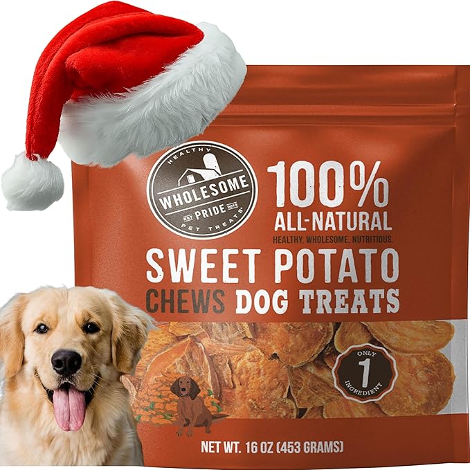 Wholesome Pride Sweet Potato Chews Dog Treats – All-Natural, Single-Ingredient, Grain-Free, 16 oz