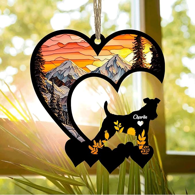 Lovely POD Fox Terrier Suncatcher Ornaments, Personalized Fox Terrier Memorial with Name, Dogs Loss Ornaments, Dog Remembrance Gift, Dog Memory Ornament, Loss of Dogs Sympathy Gifts