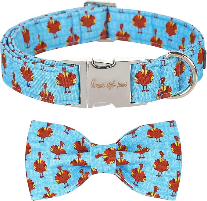 Unique style paws Christmas Dog Collar with Bow Tie Red Elk Cotton Collar Adjustable Puppy Collar for Small Medium Large Dogs-S