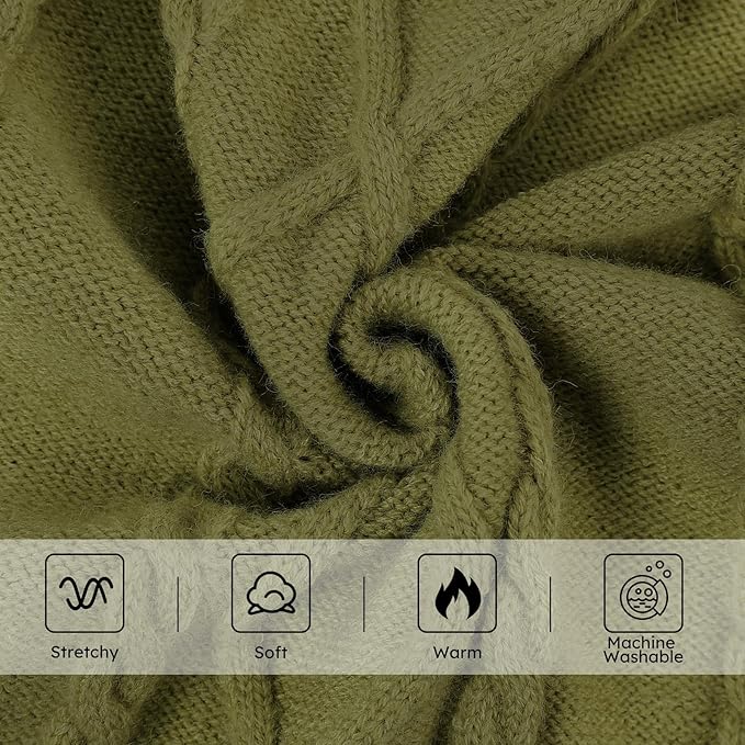 Queenmore Small Dog Pullover Sweater, Cold Weather Cable Knitwear, Classic Turtleneck Thick Warm Clothes for Chihuahua, Bulldog, Dachshund, Pugl,OliveGreen,XXL