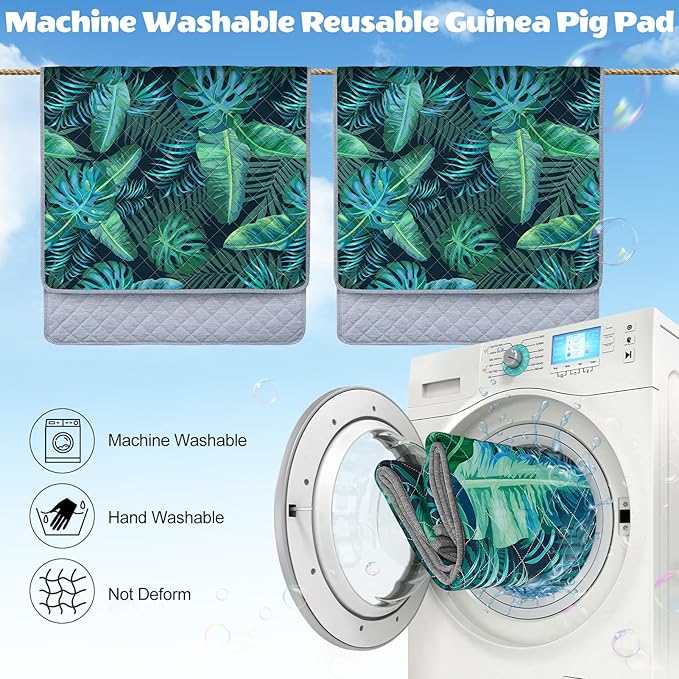 2 Pack Guinea Pig Bedding, Washable Guinea Pig Cage Liner Reusable Guinea Pig Mat Waterproof Guinea Pig Bedding for Cage, Super Absorbant Guinea Pig Pee Pads for Small Animals Hamster Rabbit Squirrel
