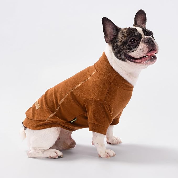 Fitwarm 3 Pack Classic Fleece Dog Sweater, Turtleneck Dog Sweatshirt, Winter Clothes for Small Dogs BoyGirl, Pet Pullover Jumper, Cat Apparel, Orange, Yellow, Coffee, Medium