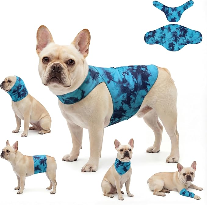 DAJIDALI® Modular Dog & Cat Anxiety Jacket, 2-Piece Calming Vest with Detachable Ear Hood, Silent Self-Adhesive Fabric, Thunder Relief & Post-Surgery Recovery Wrap