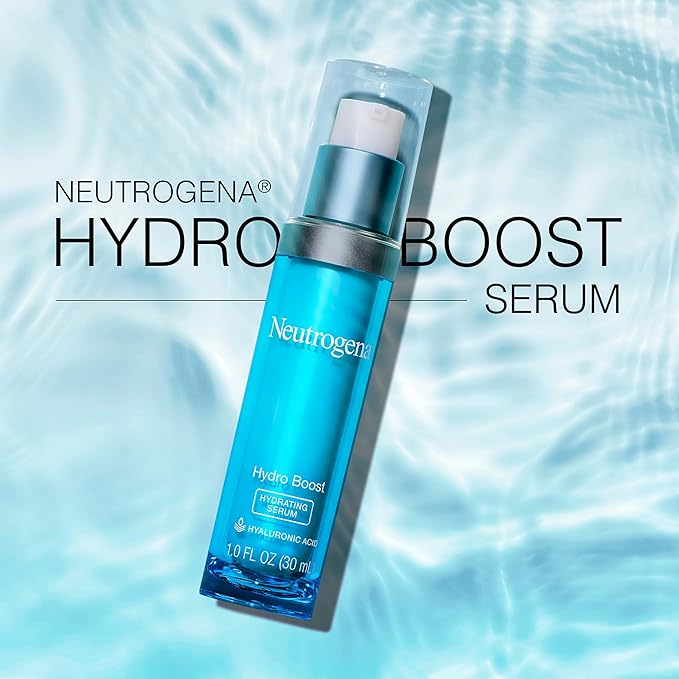 Neutrogena Hydro Boost Hydrating Hyaluronic Acid Face & Neck Serum, Fast-Absorbing Daily Facial Moisturizer with Purified Hyaluronic Acid for Hydrated Skin, Oil-Free & Non-Comedogenic, 1 fl. oz