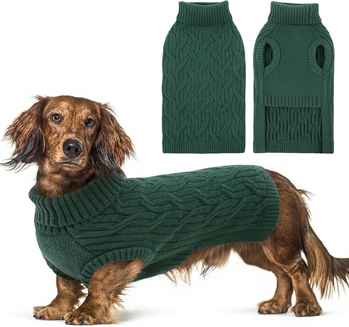 Queenmore XL Dog Sweater,Dog Sweaters for Extra Large Dogs Girls Boys,Warm Pullover Sleeveless Winter Dogs Sweaters,Pet Christmas Coat for Extra Large Breeds,Pitbull, Boxer(Green,XL)