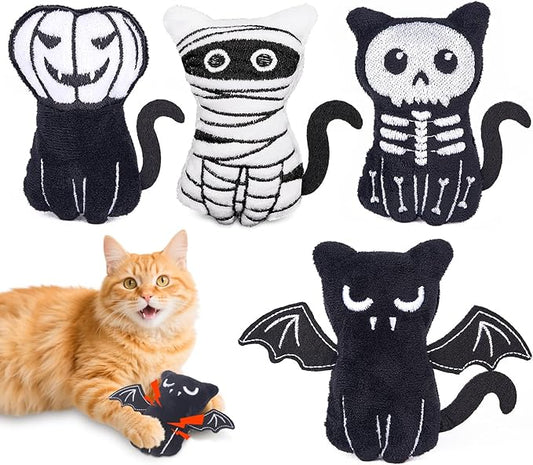 Retro Shaw 4Pcs Cat Toys, Crinkly Catnip Toys for Indoor Cats Kitty Chew, Safe Teeth Cleaning Kitten Toy, Interactive Cat Nip Kicker Toy, 3.7 Inches