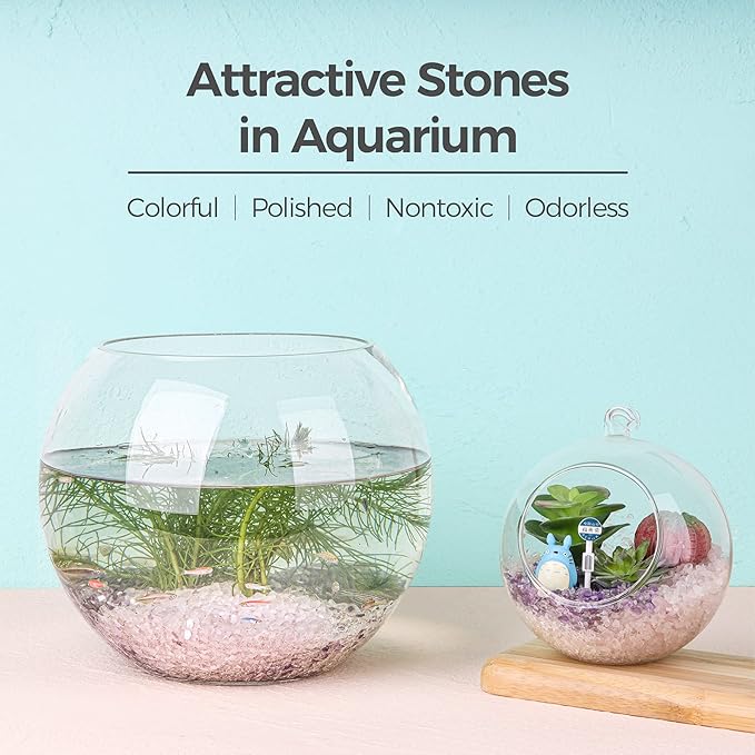 T4U Tumbled Chips Stones Crushed Crystal Quartz 2 LB, Irregular Shaped Gravel Pebble Healing Stone, DIY Smoothed Rock for Potted Plant,Resin Art,Vase Fillers Aquarium Gravel Rocks (Light Rose)