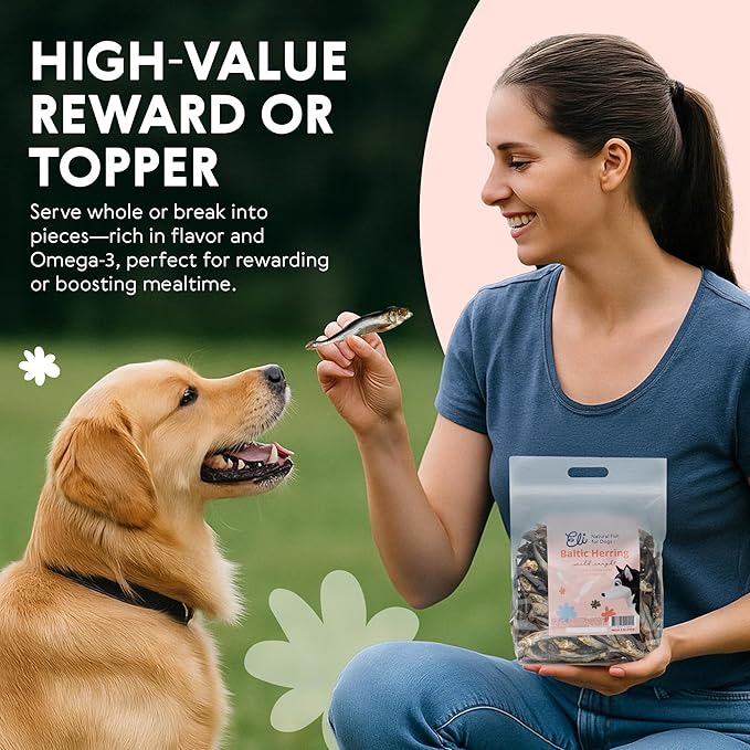 Eli Baltic Herring – A Natural, Protein-Packed Dog Treat Made from Whole Small Fish, Rich in Omega-3, Ideal as a Flavorful Snack or Meal Topper, Single Ingredient, Grain Free, Air Dried – 2 Lbs