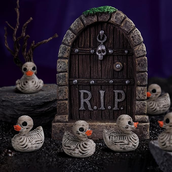 Watayo 60 Pcs Halloween Mini Duck Skeleton Decorations, Spooky Tiny Skeleton Duck Figurines, Miniature Halloween Bones Ducks Statues for Hide and Seek Horror Scene Graveyard Garden Potted Party Decor