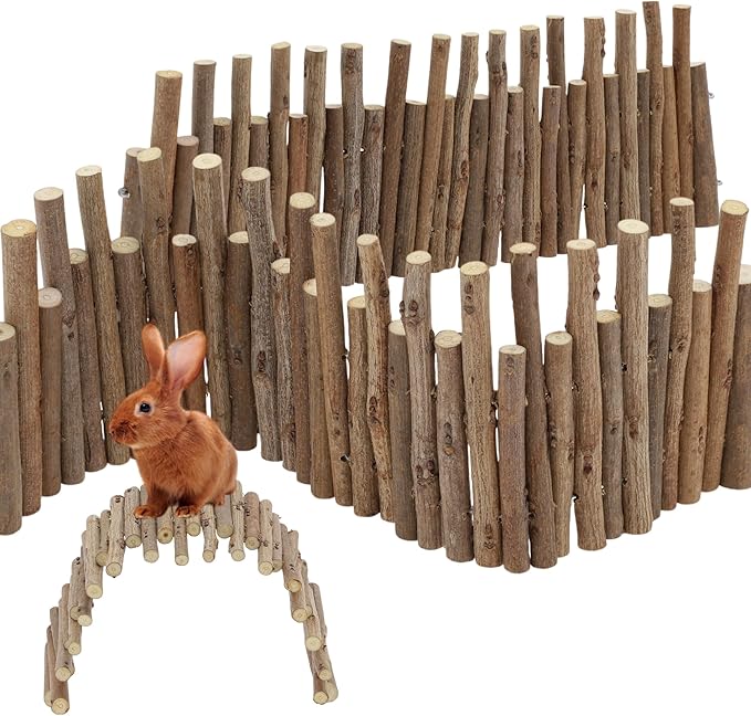 Hamster Toys, Flexible Hamster Wooden Bridge, 11.8In Hamster Fence, Hamster Cage Decor and Platforms, Hamster Cage Accessories(11.8In)