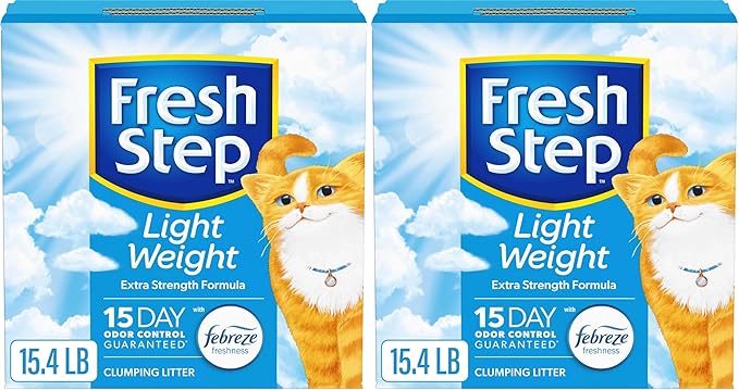Fresh Step Clumping Cat Litter, Lightweight, Extreme, Long Lasting Odor Control Kitty Litter with Activated Charcoal, Low Dust Formula, 15.4 lb (Pack of 2)