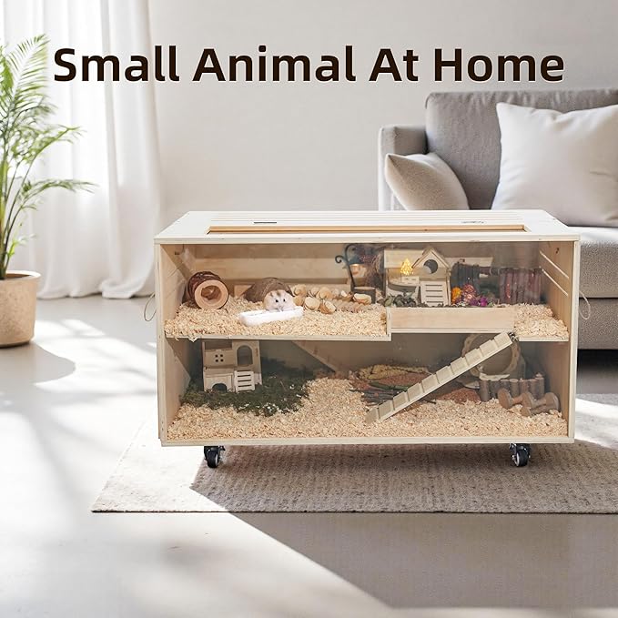Pine Small Animals Houses&Habitats Chewproof, 40" Pine Guinea Pig Cage Hamster Cage for Small Animals (40" Large, Roller)