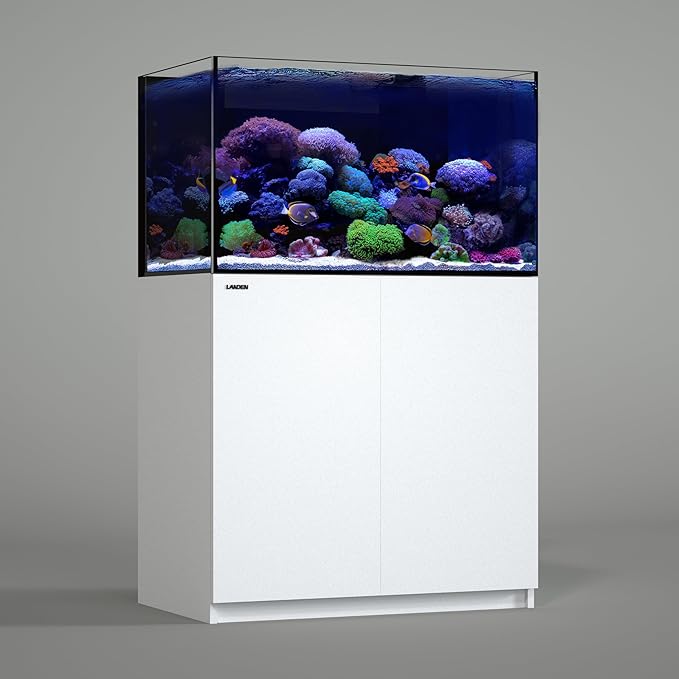 LANDEN RS 90 ReefStar Saltwater Aquarium Reef-Ready Sump Aquarium – 75 Gal Display + 30 Gal Sump | 35.4″×21.7″×20.9″ Tank + Cabinet w/Built-in Filtration for SPS/LPS Corals & Marine Fish