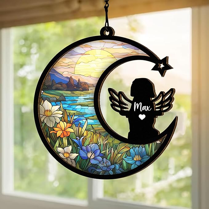 Chillever Cavapoo Memorial Suncatcher – Personalized Pet Loss Ornament, Sympathy Gift for Dog Lovers