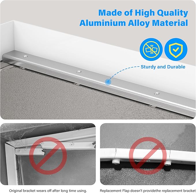 2 Pack Large Dog Door Replacement Flaps with 1 Aluminium Alloy Replacement Bracket, Compatible with Petsafe Freedom Doggie Doors, PAC11-11039 10 1/8" X 16 7/8" -with Screws(Smoky Translucent)