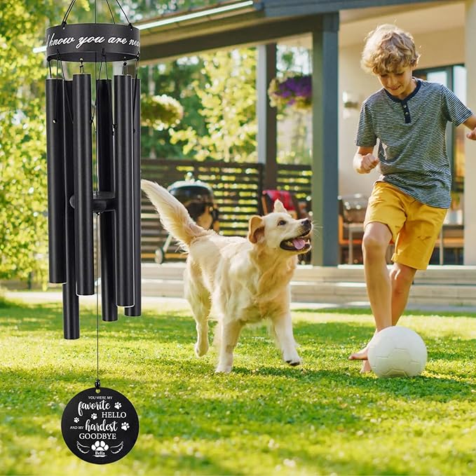Pet Personalized Name Photo 30" Wind Chimes, Pet Memorial Gifts for Loss of Dog, Custom Picture Dog Remenbrance Gift in Memory, Sympathy Family Love Pets Dogs Cat Gift for Son Daughter Friends