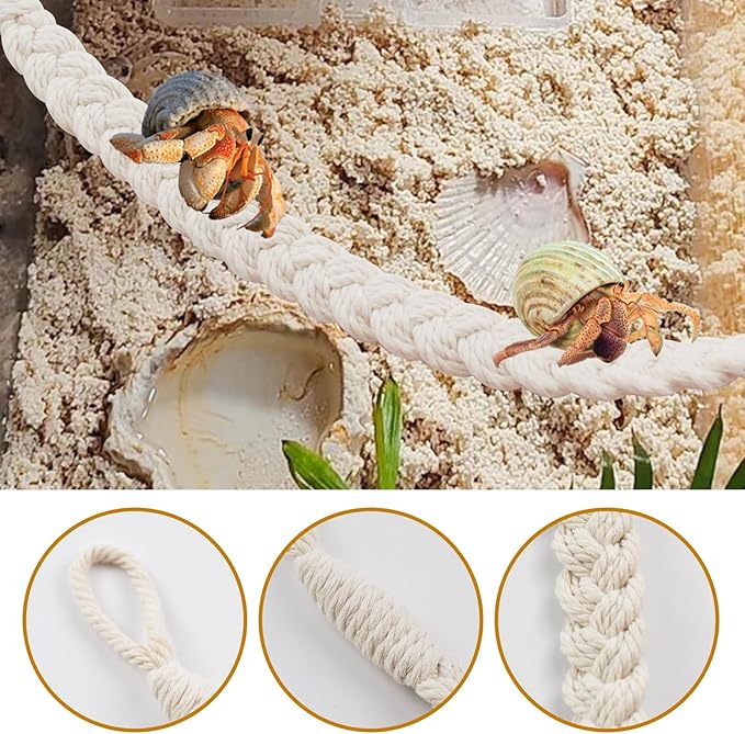 kathson 2 PCS 26 Inches Hermit Crab Climbing Toys,Reptile Vines Toy Hermit Crab Rope Ladder Bendable Hermit Crab Supplies Tank Terrarium Accessories for Hermit Crabs Lizards Leopard Geckos