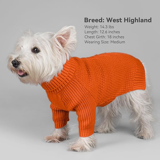 cyeollo 4XL Dog Sweater,Pullover Turtleneck for Large Dogs Classic Knitwear Fall Winter Cold Weather Pet Clothes for Giant Breed Warm Pet Apparel Large Big Dog Sweaters Female, Orange XXXXL