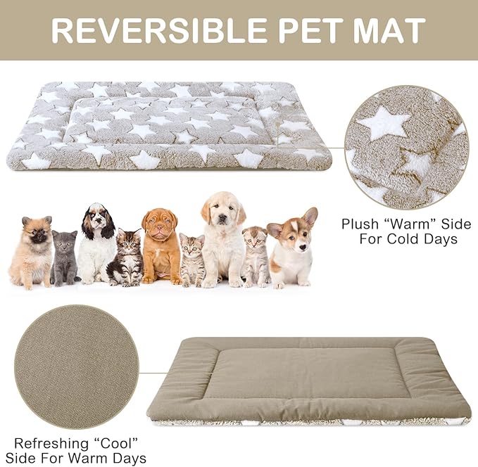 VitalCozy 4 Pcs Winter Dog Crate Pads, Ultra Soft Warm Washable Dog Cat Bed Mat for Pet Crate Comfortable Replaceable Reversible Kennel Pad for Small, Medium, Large Dogs(18 x 24 x 1.6 Inch,Apricot)