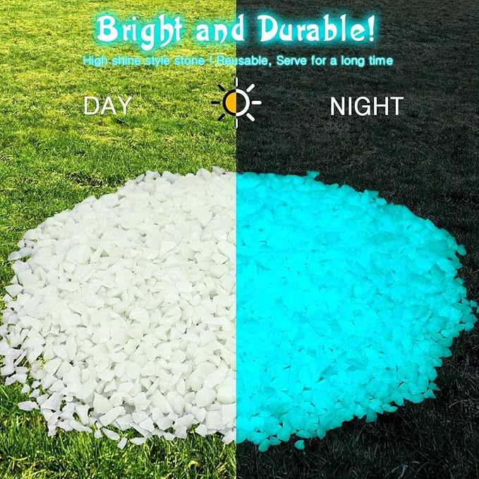 Wesiti Glow in The Dark Gravel, Fluorescent Glow in The Dark Rocks Decorations Fish Tank Rocks Decorative Aquarium Gravel Stones for Garden Room Planter Aesthetic, 300g/ 0.66lb (Blue Green, 3-5 mm)