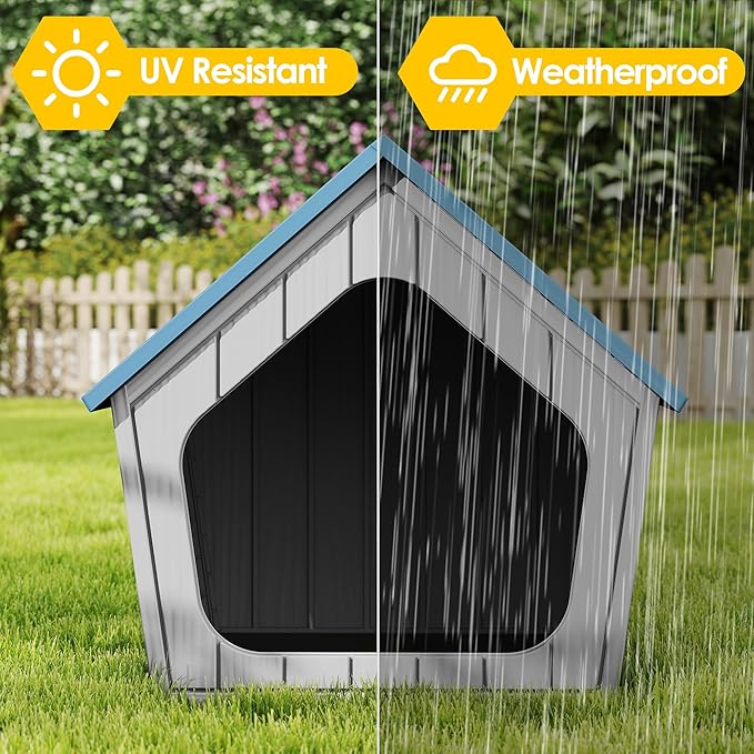 KAMABOKO Outdoor Cat House – Durable Pet Shelter with Ventilation for Indoor & Outdoor, Removable Roof, Easy to Clean, Comfortable Cozy Hideout for Cats(Blue)