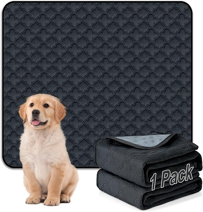 Washable Pee Pads for Dogs - 1 Pack Reusable Pee Pads，Waterproof Puppy Pads，Pet Training Pads，Super Absorbent with Dog Paw Shape Non-Slip Backing (Dark Grey, 72" X 72" - 1 Pack)