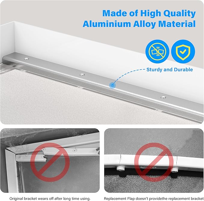 2 Pack Large Dog Door Replacement Flaps with 1 Aluminium Alloy Replacement Bracket, Compatible with Petsafe Freedom Doggie Doors, PAC11-11039 10 1/8" X 16 7/8" -with Screws(Frosted Transparent)