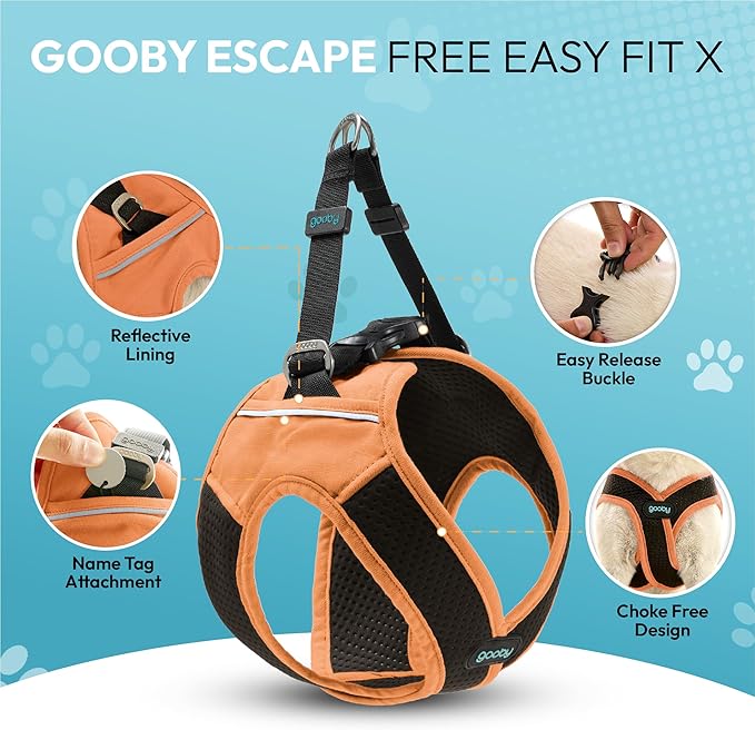Gooby Escape Free Easy Fit X Step in Dog Harness - Atlanta Peach, X-Large