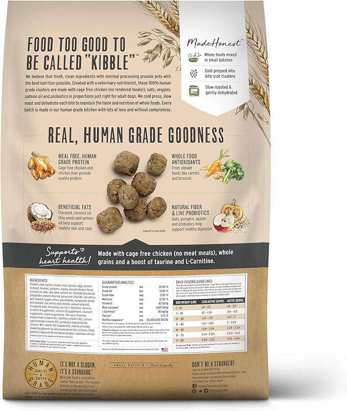 The Honest Kitchen Human Grade Whole Food Clusters Dry Dog Food - Whole Grain Chicken & Oat, 20 lb Bag
