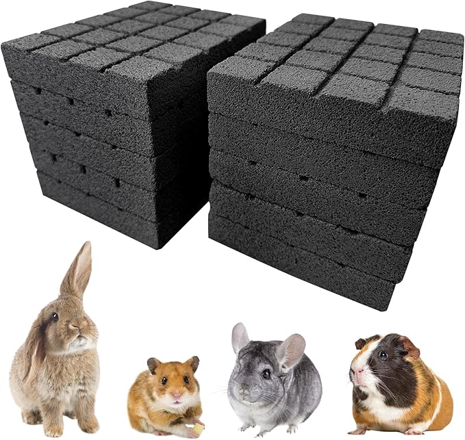 Hamiledyi 10PCS Rabbit Scratching Pads Bunny Lava Grinding Claw Pads Small Animal Foot Pads Hamster Scratch Board Chew Toys for Gerbil Chinchilla Hedgehog Guinea Pig Cage Accessories