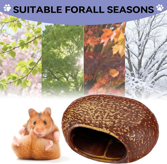 Hamster Hideout, Ceramics Hamster CageHabitat,Stone-Shaped Hamsters Houses and Hideouts for Syrian Dwarf Hamsters Guinea Gerbils Lemmings or Other Similar-Sized Small Pet Small Animal Bed