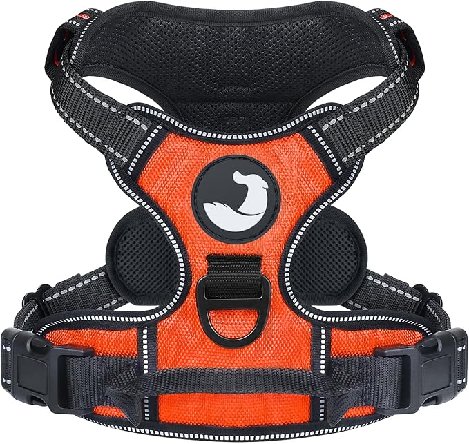 Joytale No Pull Dog Harness for Large Dogs, Reflective Pet Vest with Front Clip, Adjustable Soft Padded Harnesses with Easy Control Handle for Training and Walking, Orange, L