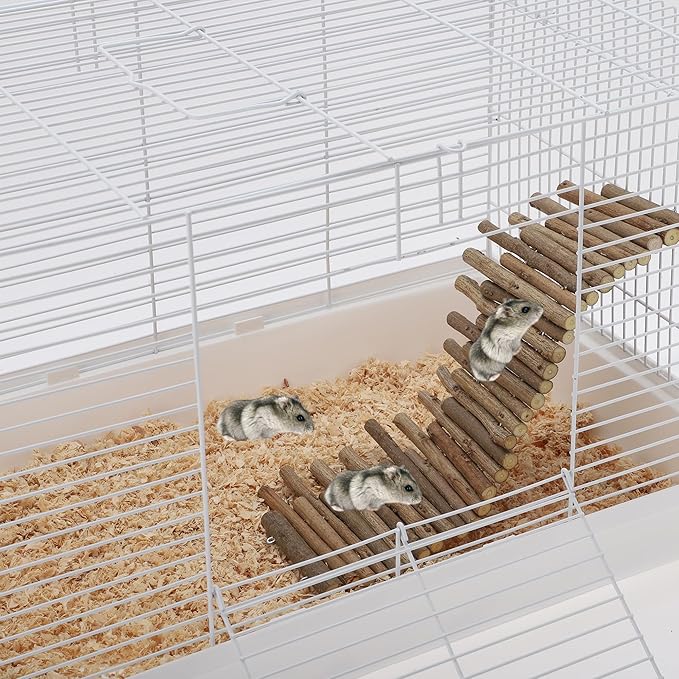 Hamster Toys, Flexible Hamster Wooden Bridge, 11.8In Hamster Fence, Hamster Cage Decor and Platforms, Hamster Cage Accessories(11.8In)