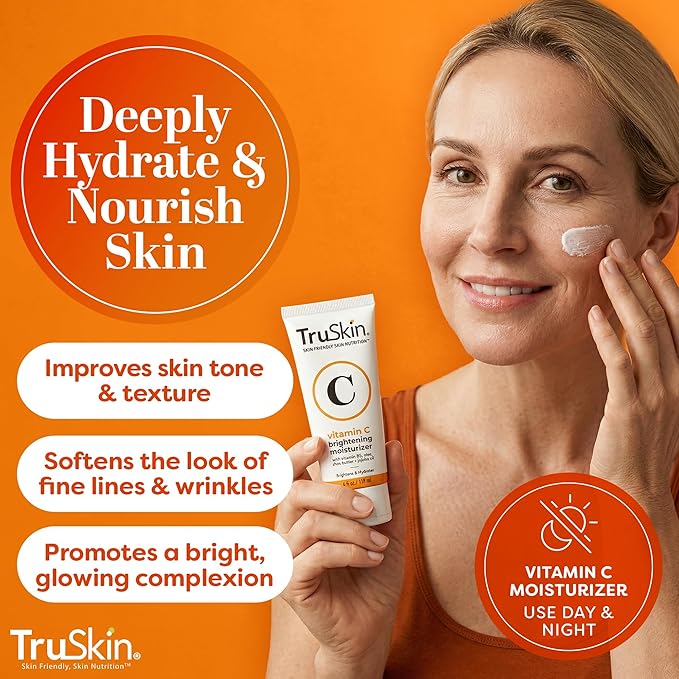 TruSkin Vitamin C Face Cream – Brightening & Hydrating Daily Moisturizer with Vitamin E, B5, Jojoba Oil & Green Tea – Smooth, Radiant-Looking Skin, 2 Fl Oz