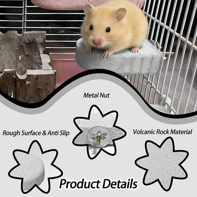 kathson 4PCS Hamster Climbing Ledge Platform, Hamster Lava Ledge, Pet Chewing GrindingToys Chinchillas Lava Block Toys Small Animals Cage Accessories for Guinea Pig, Squirrel, Gerbil, Bird